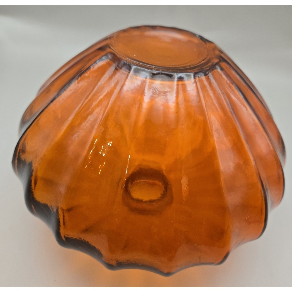 Vintage Vase Orange Gourd Shaped Ribbed Vase. 7" Wide - Picture 9 of 9